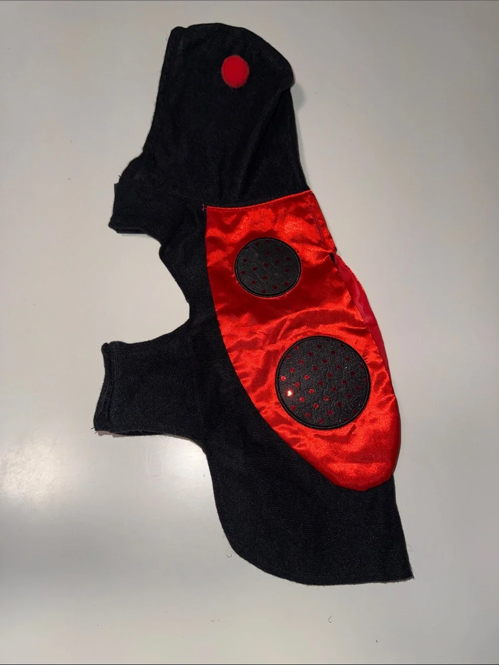 Ladybug Dog Costume Hoodie - Black & Red
